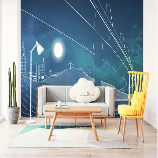 Sfondi mi'lo'fi personali personalizzato sfondo grande sfondo murale 3d moderno soggiorno creativo cittadino mappa del disegno sfondo