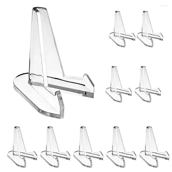 Quadros 10pcs Triângulo plástico Exibir prateleira comemorativa Stand transparente PO decorativo transparente