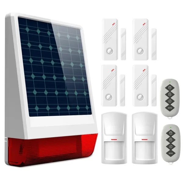 Kits WolfGuard Wireless Outdoor wetterfestes GSM SMS Solar Siren House Sicherheit Alarm Einbrecher System Pir Motion Doorsensor