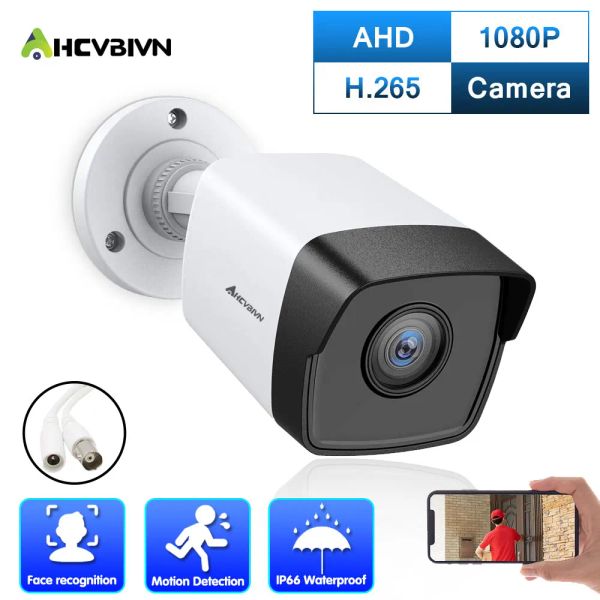 Lente ahd cctv câmera de bala branca 2mp hd de segurança analógica de segurança de segurança de câmeras de face de face bnc dvr came 1080p