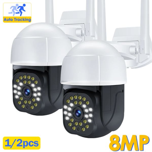 Kameras 8MP -Überwachungskamera PTZ Outdoor 1/2 PCs 1080p WiFi Cam AI Tracking 5MP CCTV Wireless Überwachungswebcam H.265 wasserdichte ICSEE