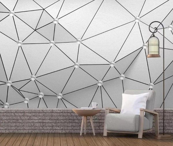 Tapeten Wallpaper abstrakte Geometrische Linie Tapete Roll 3D -Wandgemälde für Schlafzimmer PO Art Wall Painting Home Canvas Kontaktpapier