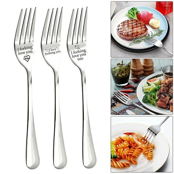 Posate usa e getta 1 PC Table Table Stovelless Table Stoveling You Love You San Valentines Day Fork Anniversary for Boyfriend Girl Incisod