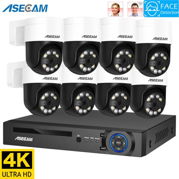 Lente 8MP 4K Detecção de face Segurança PTZ IP Sistema de câmera IP Audio Poe NVR Kit CCTV Humanoid Outdoor Home Videoveillance Xmeye