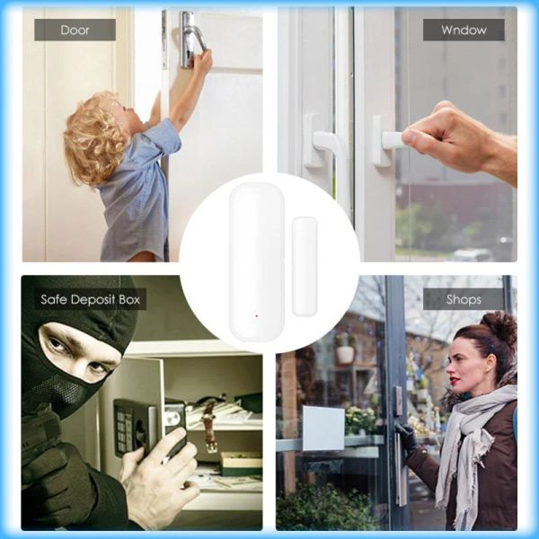 Detector Aubess Aubess Tuya Smart Wi -Fi Door Smart Door Smart Open/Fecht Detectores Wi -Fi Sensor da janela para proteção de segurança de aplicativos de vida inteligente