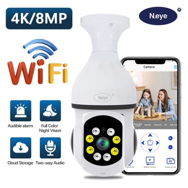 Intercom 8mp/4K wireless wifi lampadina di sicurezza lampadina fotocamere smart home dome telecamere notturna visione di allarme di allarme rilevamento ip cam