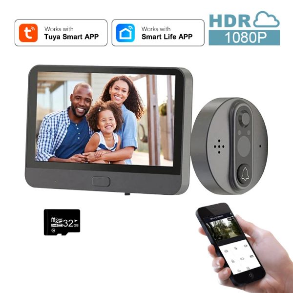 Peças Tuya Smart Wi -Fi Doorbell With1080p/120 ° Câmera Vídeo Pesquisa de 4,3 polegadas Tela LCD 24H