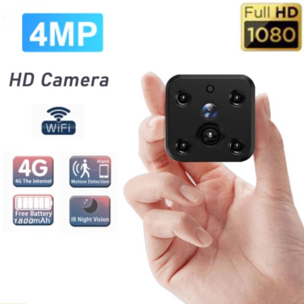 Câmeras 2K 4G SIM CARD WIFI Mini IP Câmera com Battery Video Record IR Night Vision Surveillance Segurança CCTV Micro Camcorder IP Cam