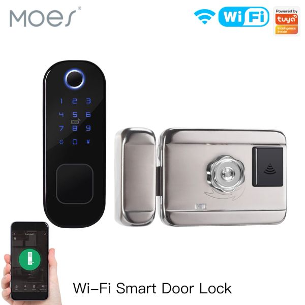 Lock moes wifi tuya smart bloqueio por porta de impressão digital Smart Home à prova d'água de trava digital de trava digital senha para segurança de hotel em casa Segurança