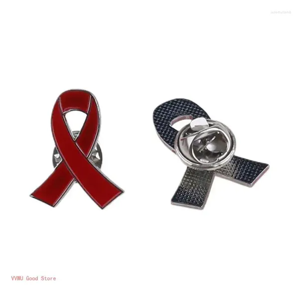 Broschen 10 PCs Red Ribbon Pin Ahes Sensibiless Revers Broschen Pins Emaille für Erhöhung HIV und Herz