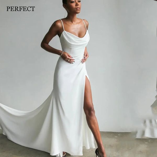 Eleganti abiti da sposa a scissione del lato Vneck Perfect Abiti da sposa a maniche da sposa a maniche retro