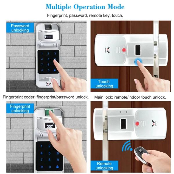 Lock wafu hf011 smart bloqueio tuya wi -fi trava de porta bluetooth bloqueio de impressão digital Controle remoto dedo toque de dedão invisível travas de porta