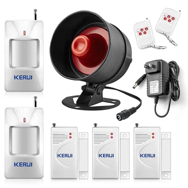 KIT KERUI SISTEMA DI SICUREZZA SISTEMA DELL'INTERNO IN INDIUTTO SIRENE ATTENAMENTO METERIE SIRENE SENSORI PORTA ALLARME SENSORE DI MOVIMENTO con telecomando