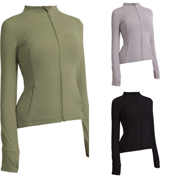 Giacca Lu Allinea cappotto con cappuccio Giacca sportiva allinea per donne abiti fitness in forma fit con cerniera con cerniera Tops in tessuto lycra Spring e autunno jogger limone donna