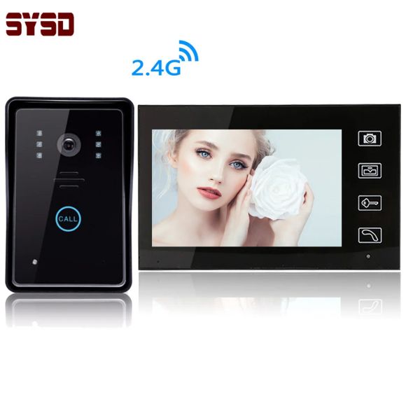 Intercom SYSD 7 Zoll drahtloses Video -Türklingel -Gegenstand 2.4GHz Digital Door Phone Mehrfachsprache OSD -Menü mit Batterie -IR -Kamera