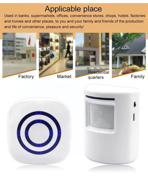 Acessórios Home Wireless Doorbell 433MHz smart smart smart 200 metros de longa distância 35 música 4 nível de volume de carrilhão de segurança da porta de segurança sino