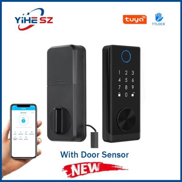 Blocca Yihesz TTLOCK/Tuya blocco porta impronta digitale Sensore della porta incorporato Auto Lock Password Bluetooth Ic Card