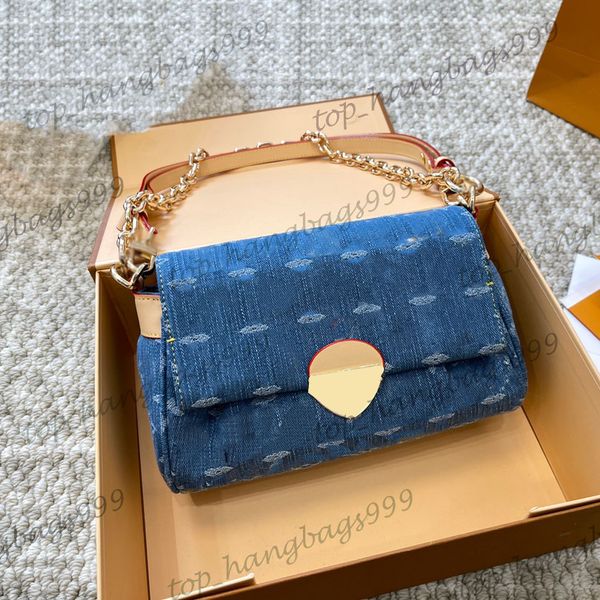 Designer di lusso in denim ascelle a assii ascellata spalla blu borse in jeans classico vecchio fiore di grande capacità da viaggio per esterni out out outfit borse da donna per donne 23x13cm