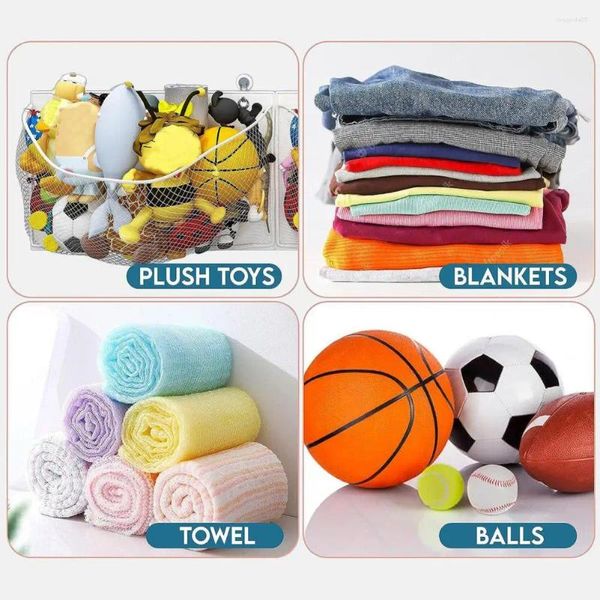 Sacos de armazenamento brinquedos pesados Bolsa Bath Bath Plelight Organizer Mount com ganchos para banheiro