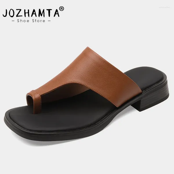 Terlik Jozhamta Boyut 34-39 Kadın Slaytlar Sandalet Sandalet Orijinal Deri Flip Flops Düşük Topuklu Yaz Ayakkabıları Kadın Gündelik Plaj Evi Düz