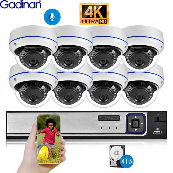 Система Gadinan 4K 8MP Security Camera System 8CH 4CH CCTV NVR Комплект Видеосезовита.