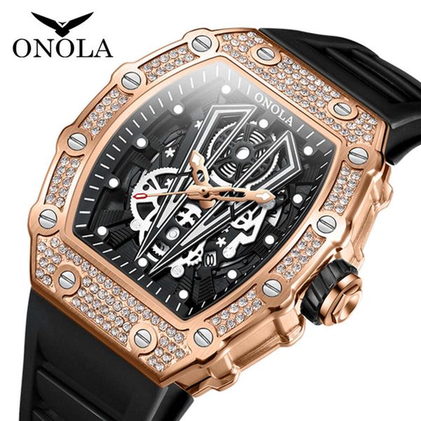 20 Onola/Orona Full Diamond Fashion Kwai Live Herrenband wasserdichte Quartz Watch Men 96