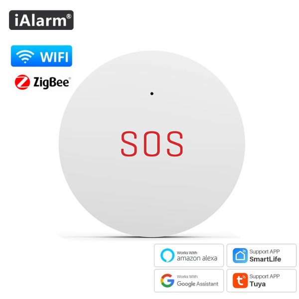 Botão ialarm zigbee linkage tuya wifi sos sos button de pânico de emergência em02 trabalha com proteção de segurança de segurança smart vida