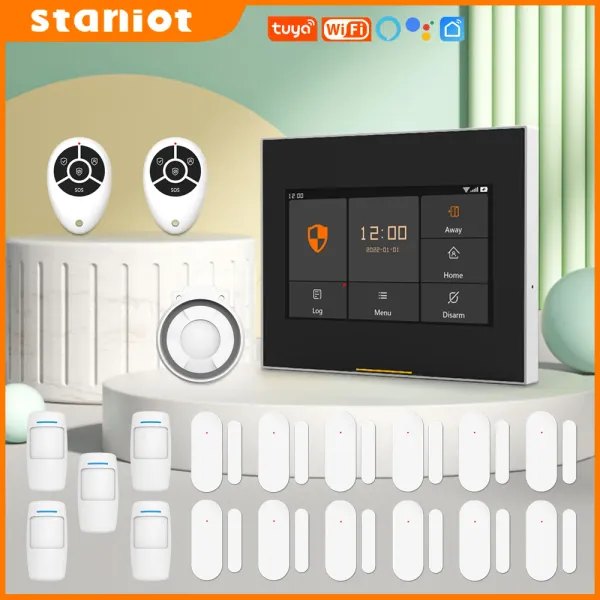 Kleidung Staniot WiFi Version Tuya Intelligent Wireless WiFi House Security Alarm System Kits kompatibel mit Alexa und Google Home