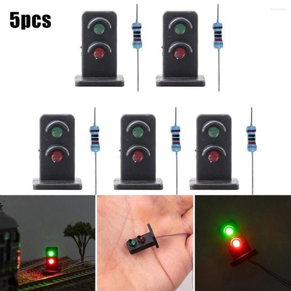 Dekorative Figuren 5 Lampenpfosten OO ho Gauge 20mm LEDs Made Green/Rot -Zwergsignale 2 Aspekte Modell Zugland oder Straßenlayout