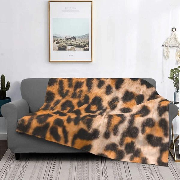 Cobertores Flanela Fleece Tan Leopard Print Throw Planta para cama de sofá durante toda a estação Super Microfiber Decorativa lances