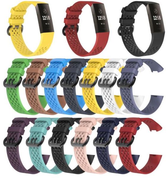 Yedek kayış bilezik yumuşak nefes alabilen silikon izleme bandı bilek kayışı için fitbit şarj 3 bant şarjı 3 fitness kalp atış hızı SM8252098