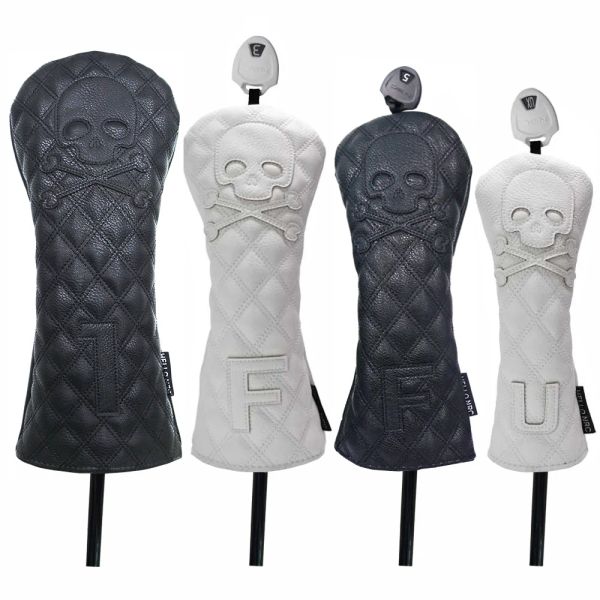 Produtos Golf Headcover Skull Skull Driver Fairway Hybird Wood Head Conjunto de couro PU Couro impermeável Durável Durável Acessórios do clube de Golf Woods