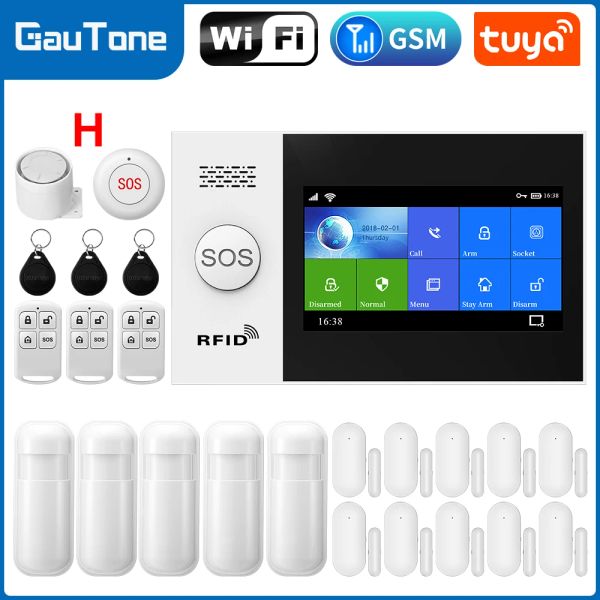 Комплекты Gautone 4,3 дюйма Wi -Fi GSM Security System для защиты беспроводного грабителя Tuya Smart App Control PG107