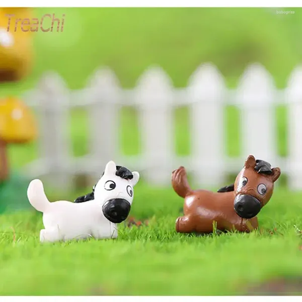 Dekorative Figuren Mini Micro Landschaft Pony B.Ubles ruhen braun weiße DIY