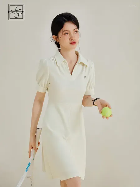 Abiti per feste Ziqiao College in stile Polo Collar Dress for Women Summer High Wasit Sport Sport Sports Sense ginocchia femmina