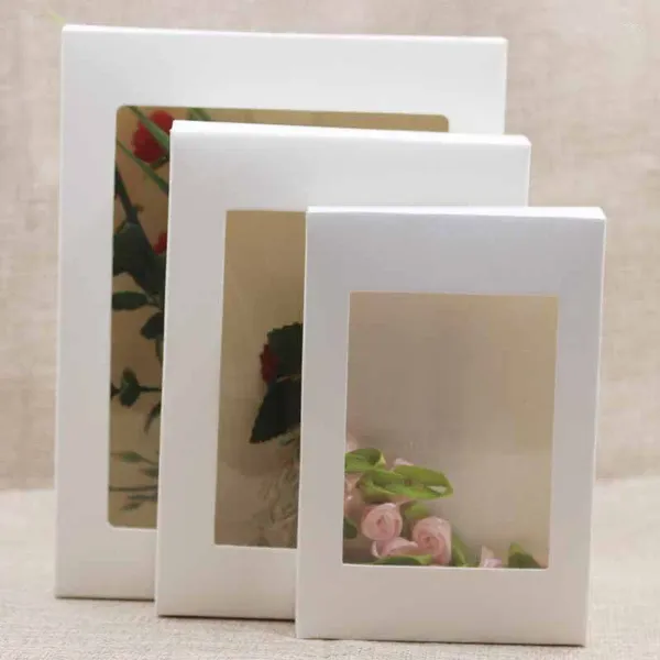 Embrulho de presente 20pcs Caixa de embalagem de doces de tamanho múltipla com janela clara de papel kraft exibir caixas de festas de chá de bebê de casamento