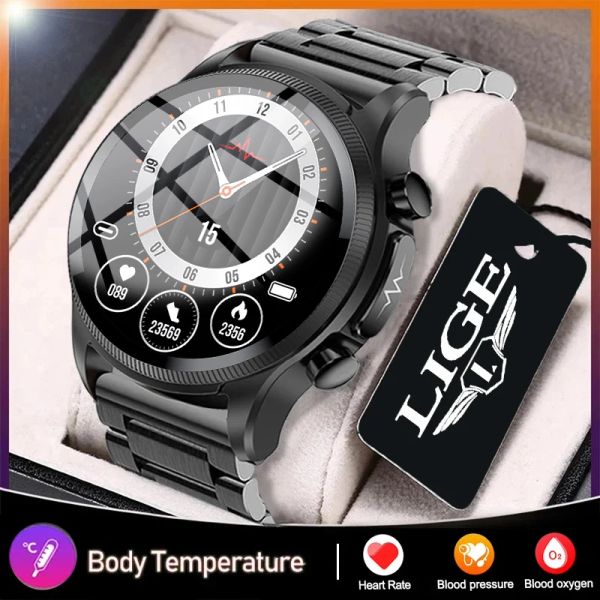 Relógios Cardica Blood Glicose Smart Watch Men Mulheres Pressão arterial Detecção a laser Fitness Rastreador de fitness Smartwatch+Patch de tórax