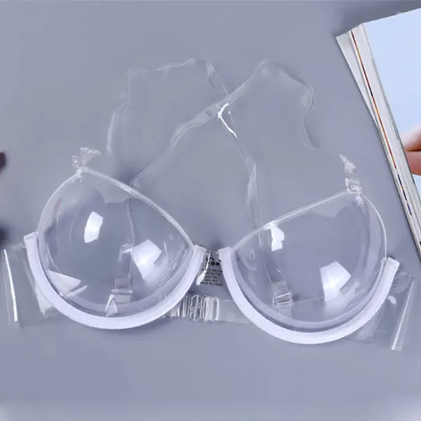 Bras Sexy Transparent Clear Push Up Bra для женщин ультратонких невидимых мягких пластиковых плечевых ремней TPU видит через нижнее белье