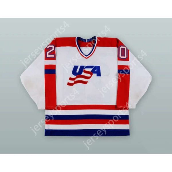Gdsir Custom Allen Bourbeau 20 USA Национальная команда Белая хоккейная майка Новый Top ED S-M-L-XL-XXL-3XL-4XL-5XL-6XL