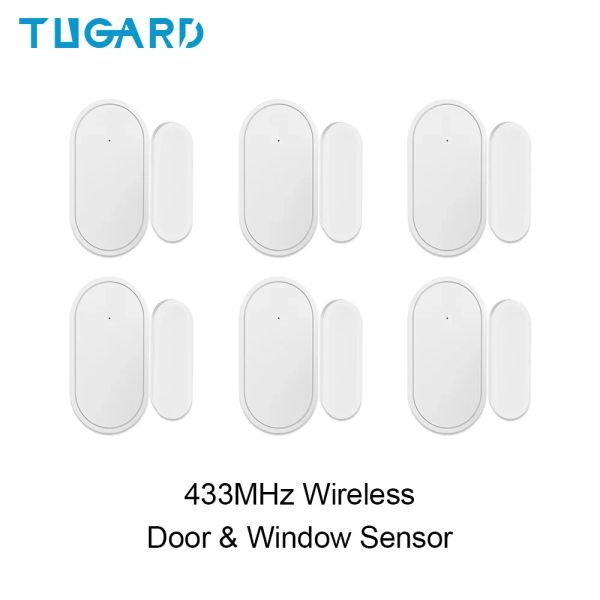 Detector Tugard Tuya Door and Window Sensor magnético Conexão sem fio Smart Home sem fio Detectores de porta sem fio Automação magnética da porta