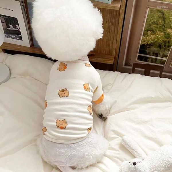 Abbigliamento per cani grazioso orso stampare camicia da fondo per petatore cucciolo abiti da gatto t-shirt casual bichon teddy boomerang piccolo piccolo