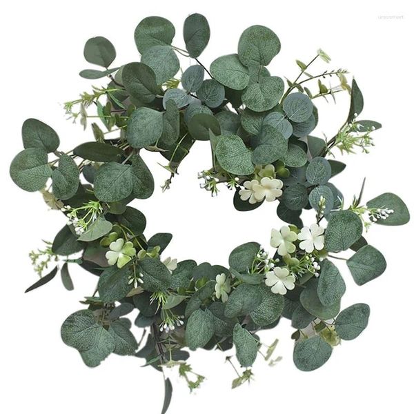 Flores decorativas jfbl eucalyptus folhas coroar artificial de quatro folhas para o festival Janela da porta da frente e decoração da fazenda