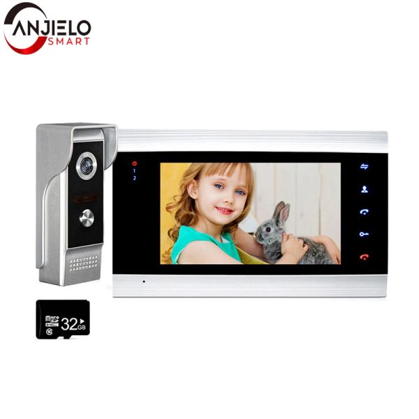 Intercom Home Video Intercom Видео Дверь Дверной звонок для квартиры 7 -дюймовый монитор 1200TVL Камера дверного звонка с обнаружением движения, автоматической записи