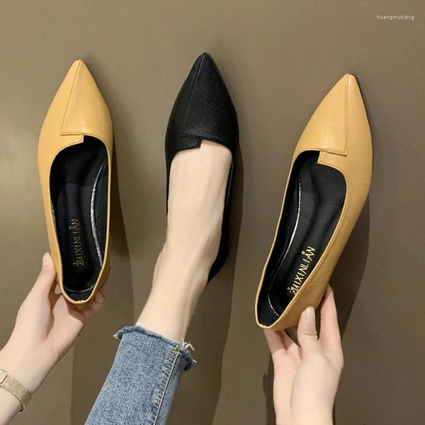 Sapatos casuais 2024 Spring Women Flats Pontoned toe slip on woman mocassins confortáveis damas