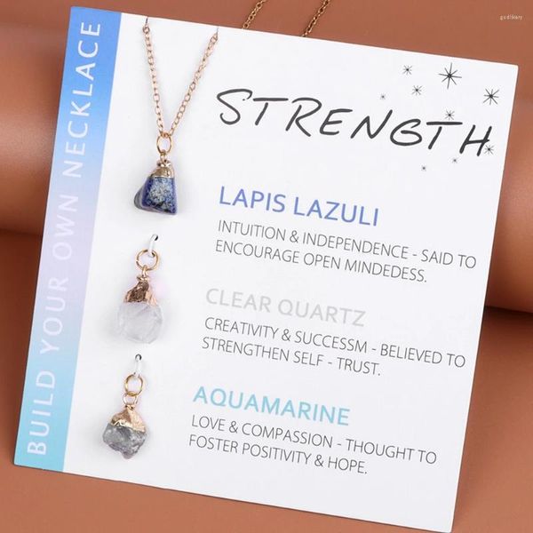 Anhänger Halsketten natürliche unregelmäßige Steinkette Mineral mit austauschbaren Charme Anhänger Lapis Lazuli Aquamarin Geschenke