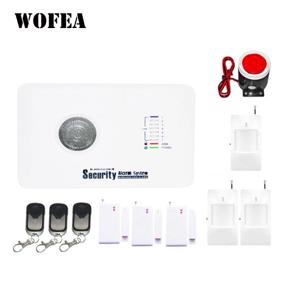 Guanti Wofea 7 Zona wireless 3 Zona cablata Sicurezza domestica Sistema di allarme per ladri GSM GSM con voce di uscita del relè Ricorda