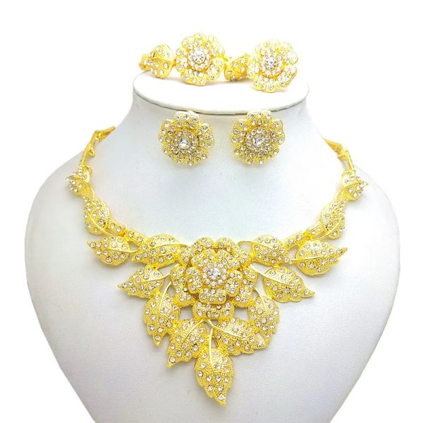 Werkzeuge Königreich Ma Fashion Dubai Gold Farbschmuck Set für Partygeschenk Nigerianische Frau Hochzeit Braut Afrikanische Schmuck Set Großhandel Großhandel