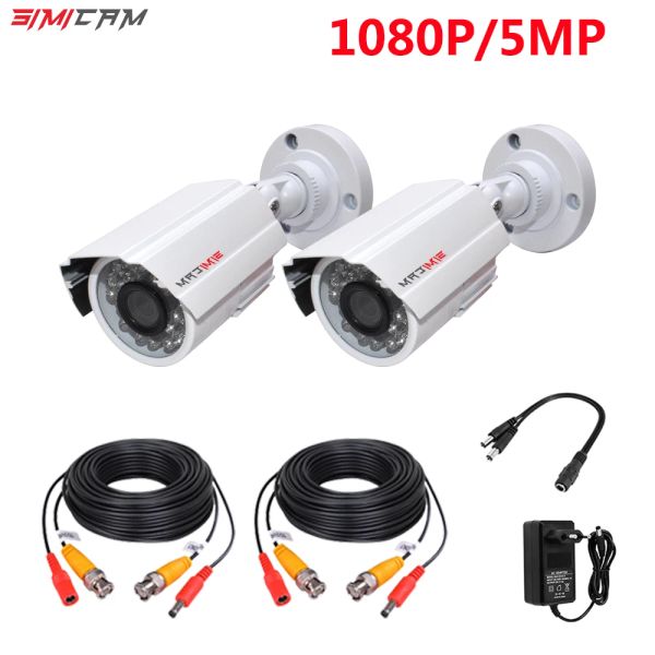 Sistema AHD Analog Security Camera Videoveillance 2pcs 1080p/2mp/5mp Metal Bullet Doma Outdoor Dome Interior Visão Ir CCTV Cam