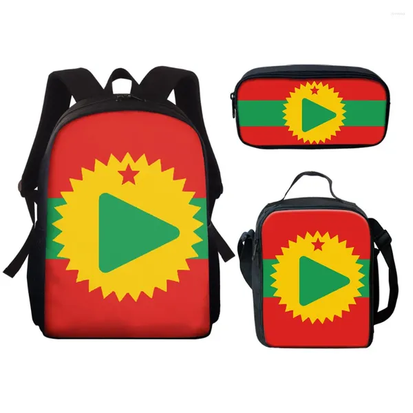 Bolsas escolares backpack de mochila 3pcs/saco de viagem bandeira engraçada do oromo povo oromoize school schoolbags escolares mochila