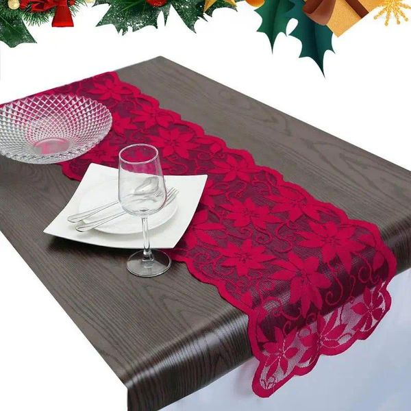 Masa bezi Noel koşucuları ve placemats, ev parçası için dikdörtgen dantel bayrağı dekorasyonu kapak